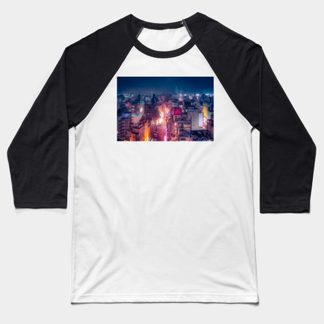 Old Tokyo city scape golden warm light from the streets below Baseball T-Shirt by TokyoLuv